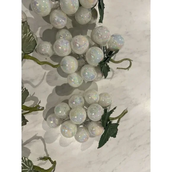 Vintage Christmas Hand Blown Iridescent Glass Grape Cluster Ornaments Lot Of 21 - Picture 3 of 5